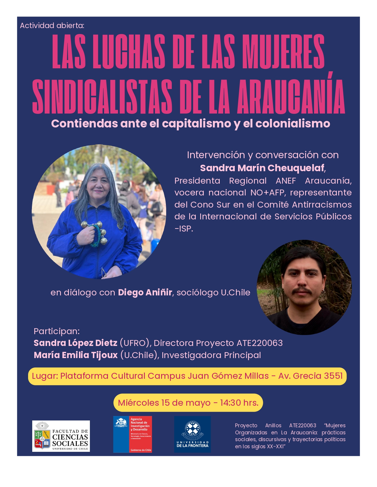 Actividad abierta “Las luchas de las mujeres sindicalistas de la Araucanía. Contiendas ante el capitalismo y el colonialismo”.